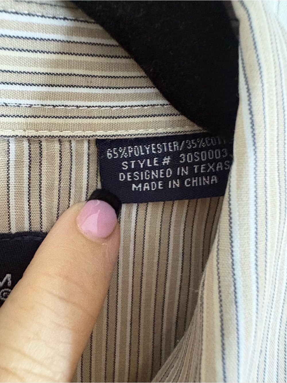 Panhandle Slim Beige Striped Western Button-Up Shirt - Picture 11 of 16